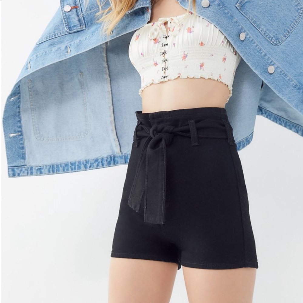 UO BDG pin up shorts with belt in black